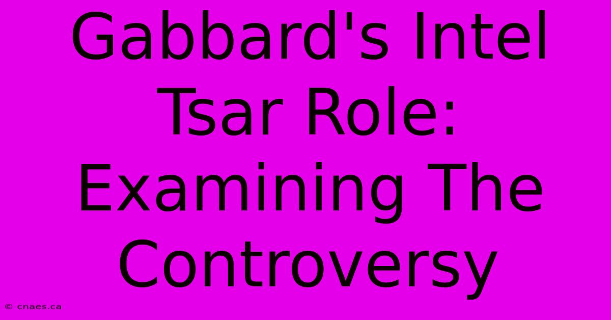 Gabbard's Intel Tsar Role: Examining The Controversy