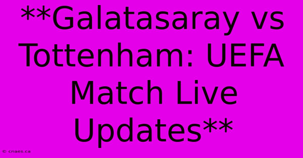 **Galatasaray Vs Tottenham: UEFA Match Live Updates**