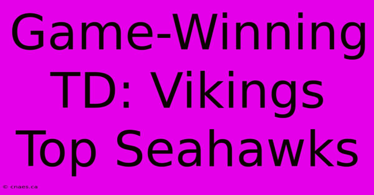 Game-Winning TD: Vikings Top Seahawks