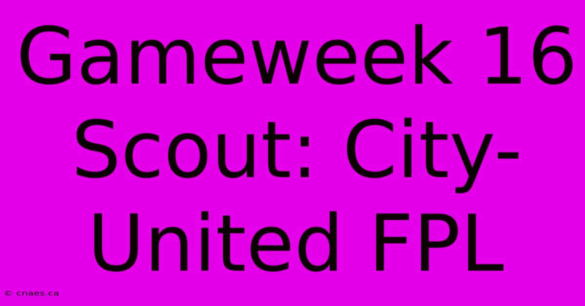 Gameweek 16 Scout: City-United FPL