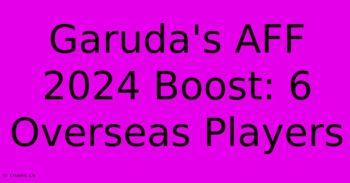 Garuda's AFF 2024 Boost: 6 Overseas Players