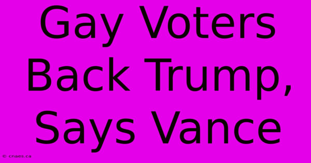 Gay Voters Back Trump, Says Vance