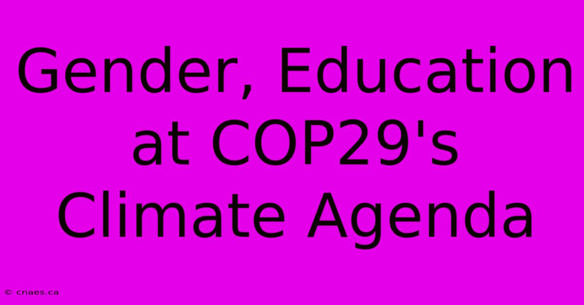 Gender, Education At COP29's Climate Agenda