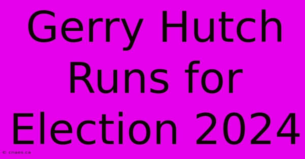 Gerry Hutch Runs For Election 2024