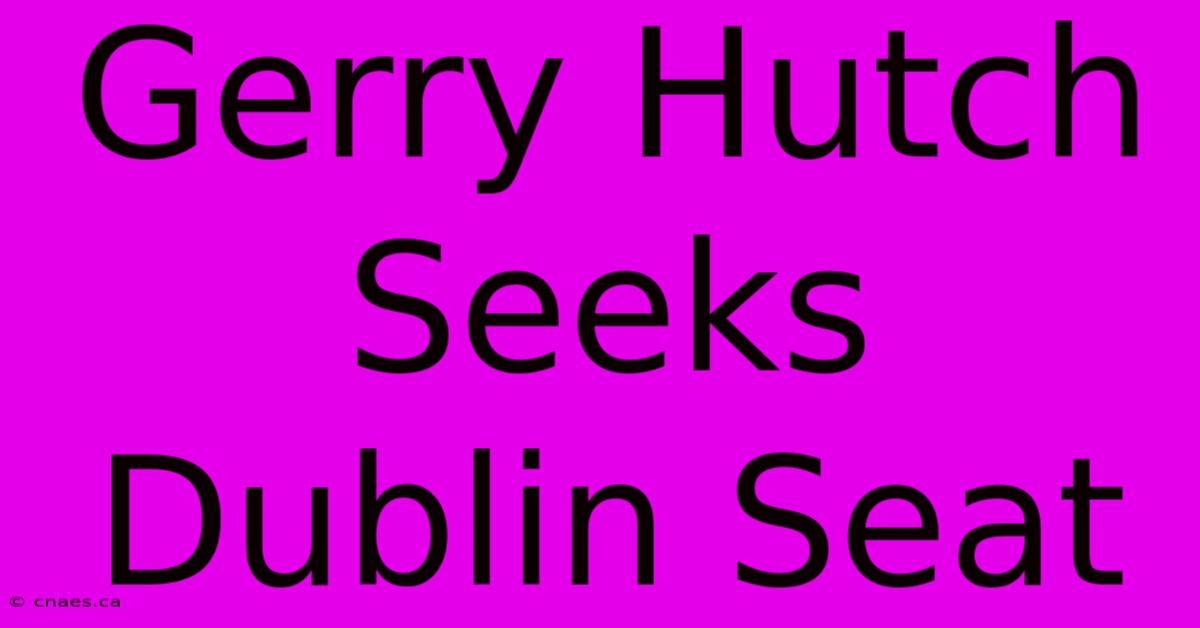 Gerry Hutch Seeks Dublin Seat