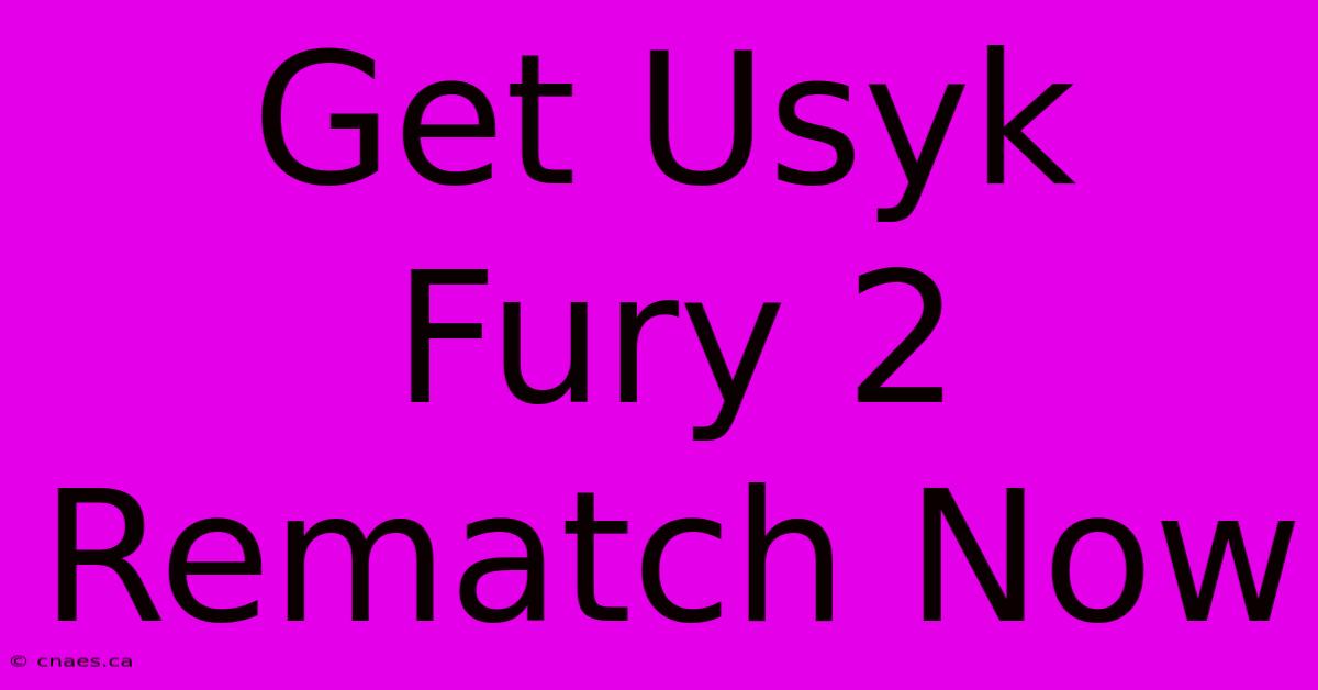 Get Usyk Fury 2 Rematch Now