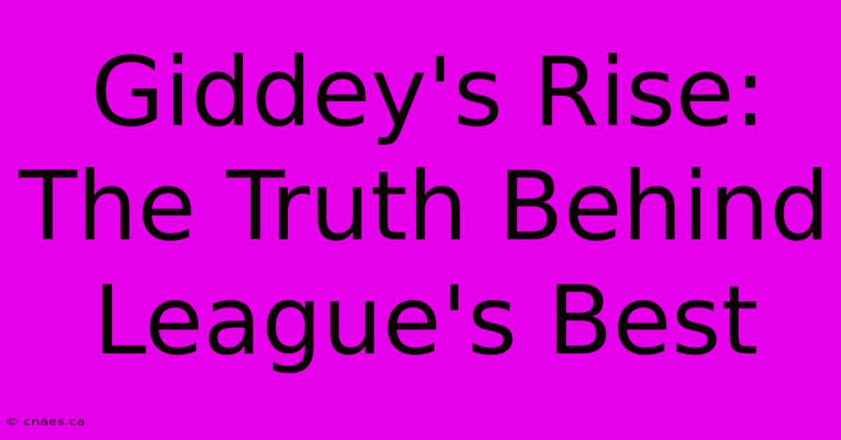 Giddey's Rise: The Truth Behind League's Best