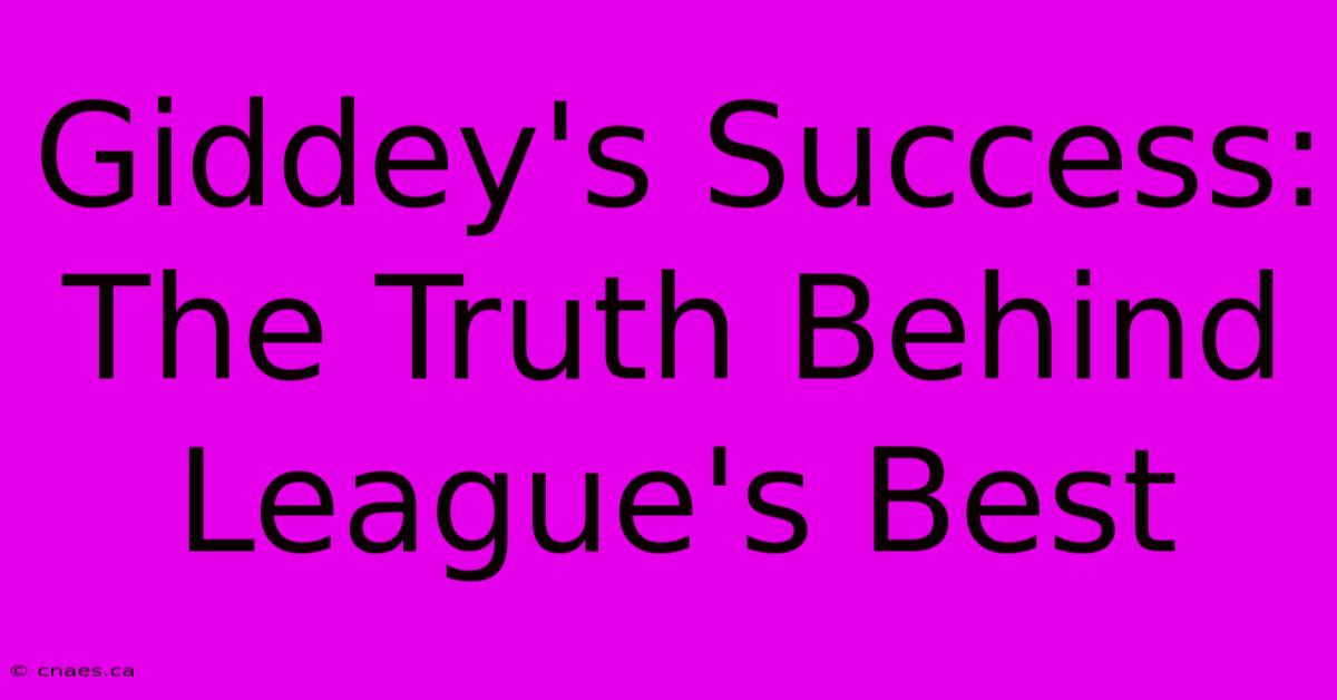 Giddey's Success: The Truth Behind League's Best  