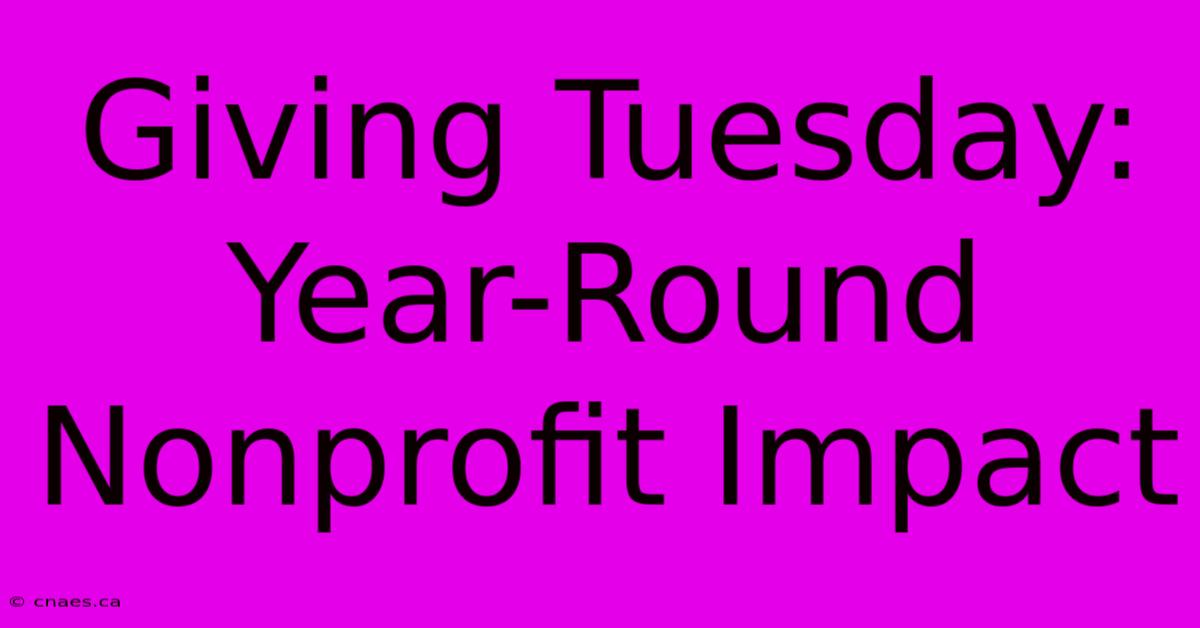 Giving Tuesday: Year-Round Nonprofit Impact