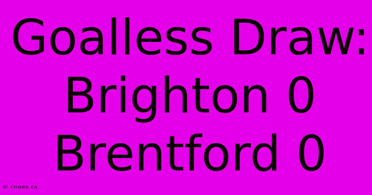 Goalless Draw: Brighton 0 Brentford 0