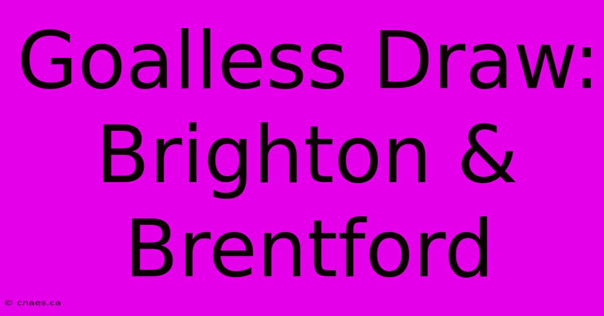 Goalless Draw: Brighton & Brentford