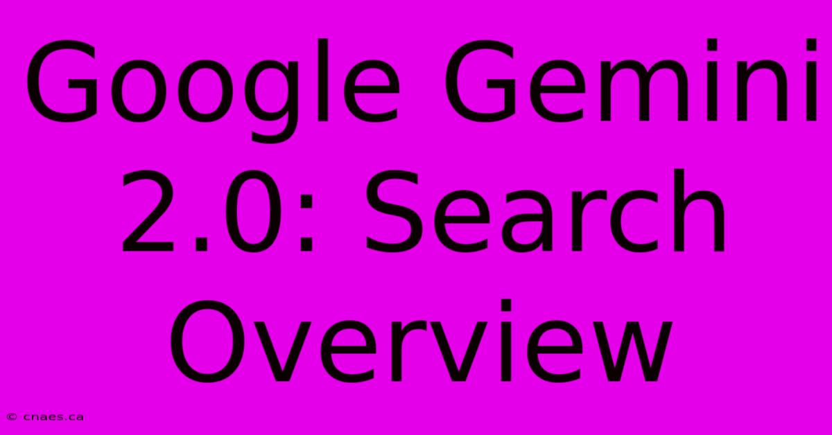 Google Gemini 2.0: Search Overview