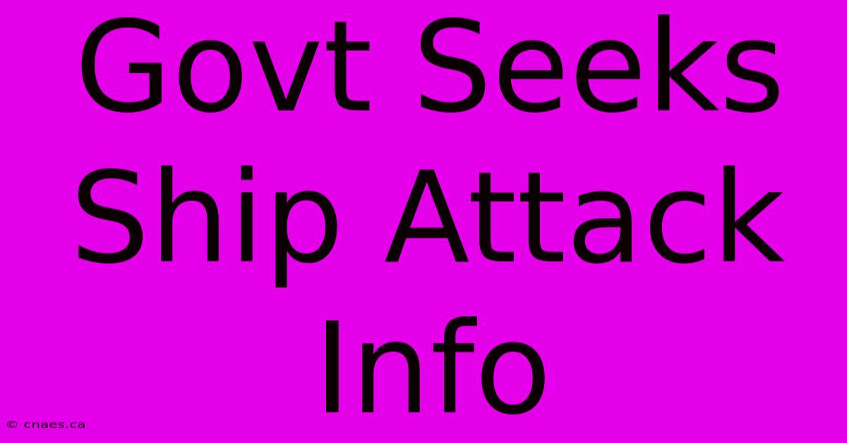 Govt Seeks Ship Attack Info