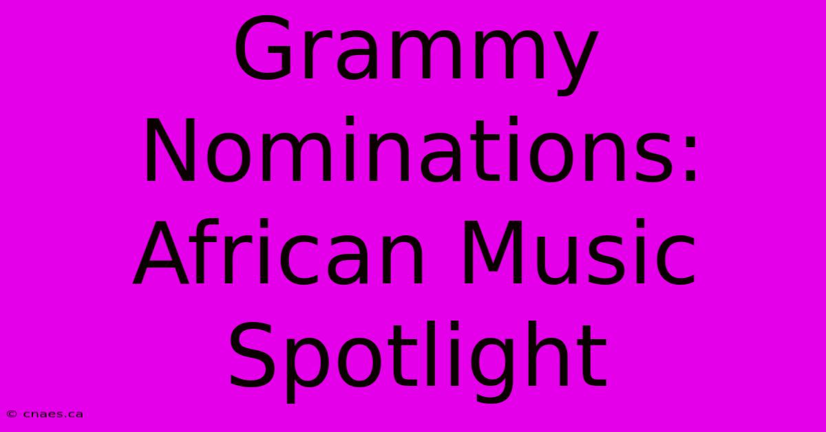 Grammy Nominations: African Music Spotlight 