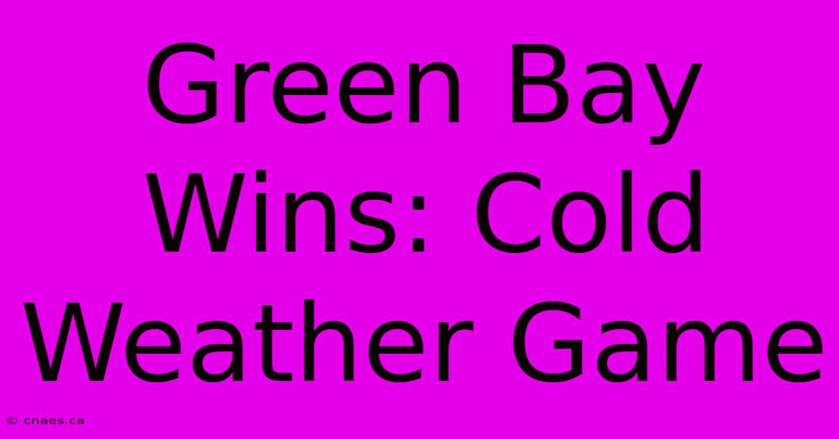 Green Bay Wins: Cold Weather Game