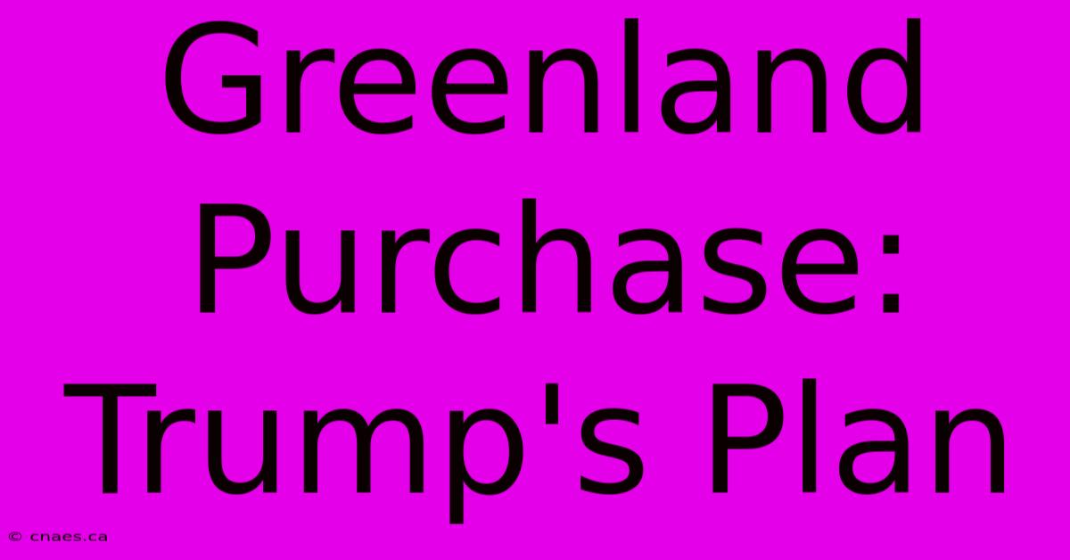 Greenland Purchase: Trump's Plan