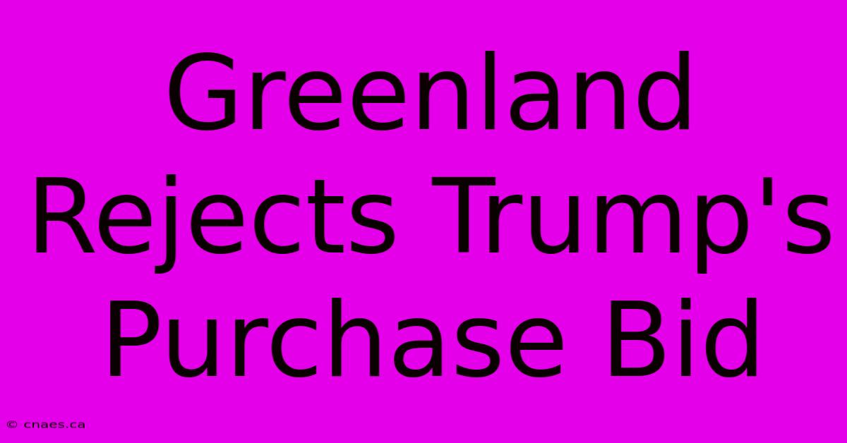 Greenland Rejects Trump's Purchase Bid