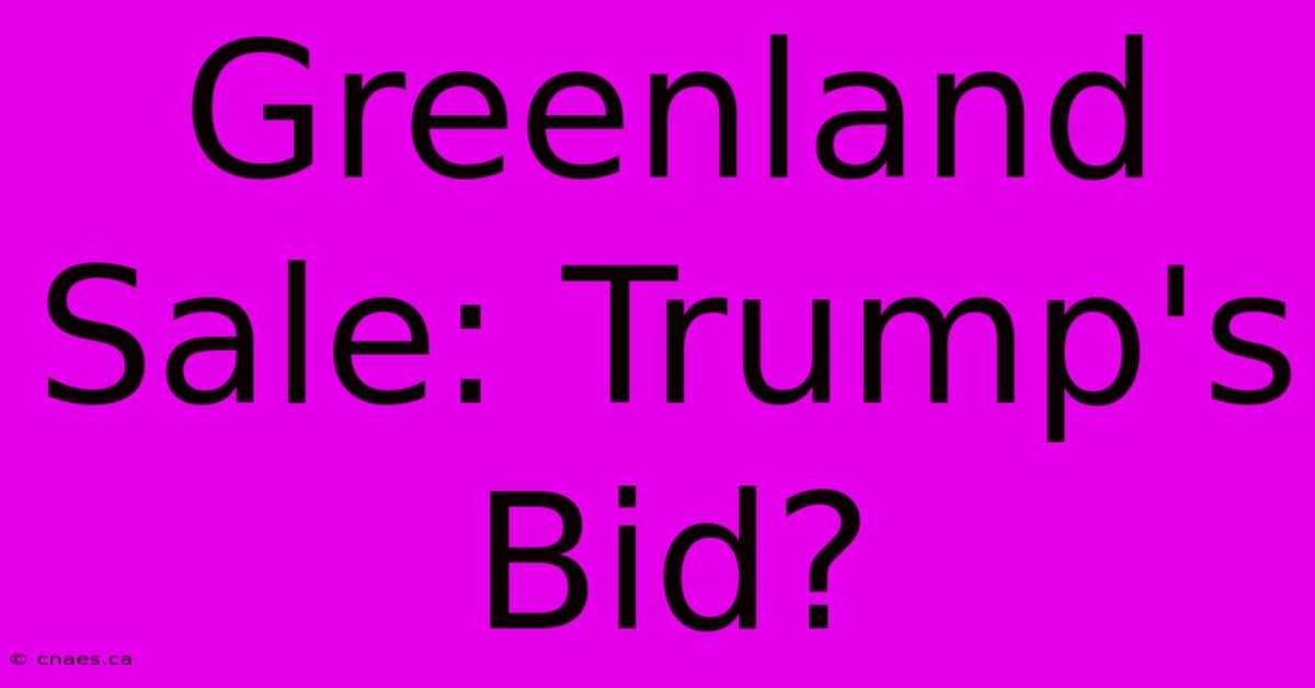 Greenland Sale: Trump's Bid?