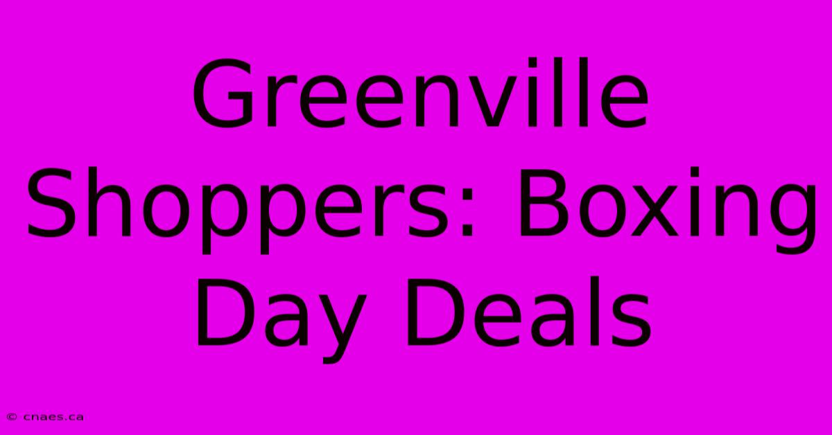 Greenville Shoppers: Boxing Day Deals