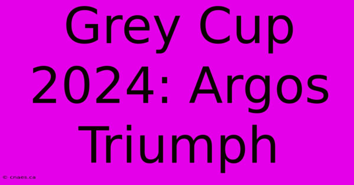 Grey Cup 2024: Argos Triumph