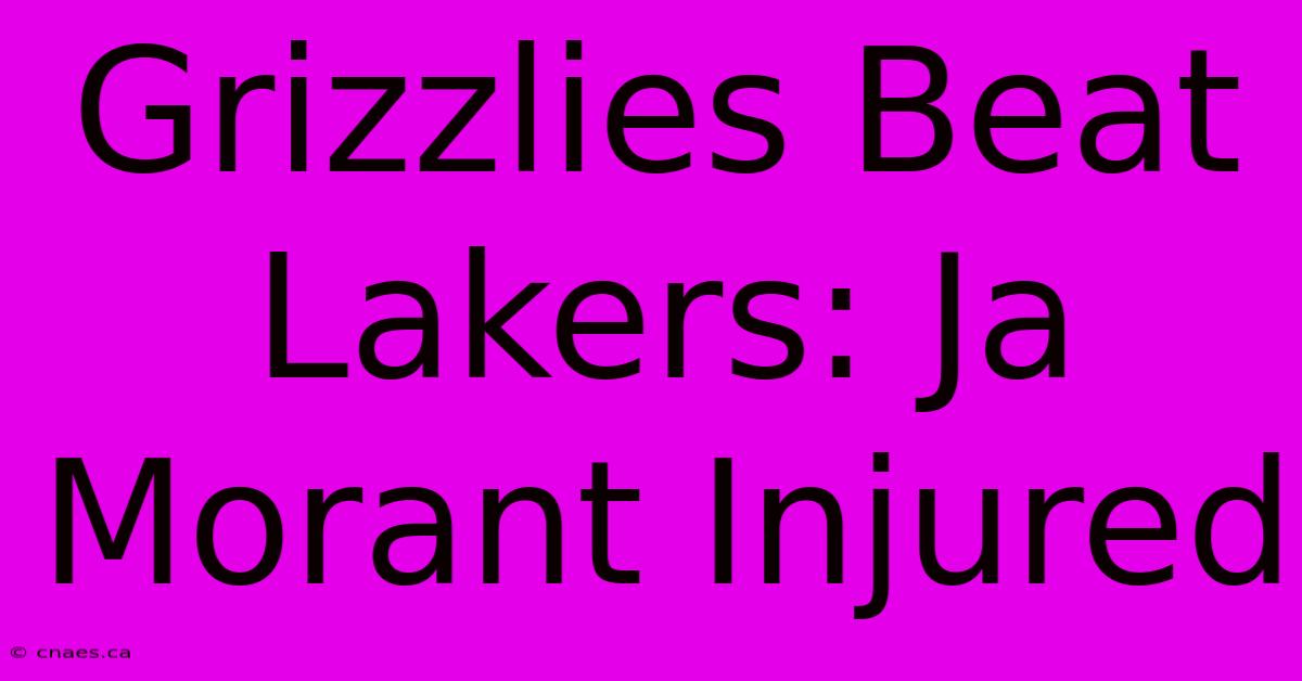 Grizzlies Beat Lakers: Ja Morant Injured