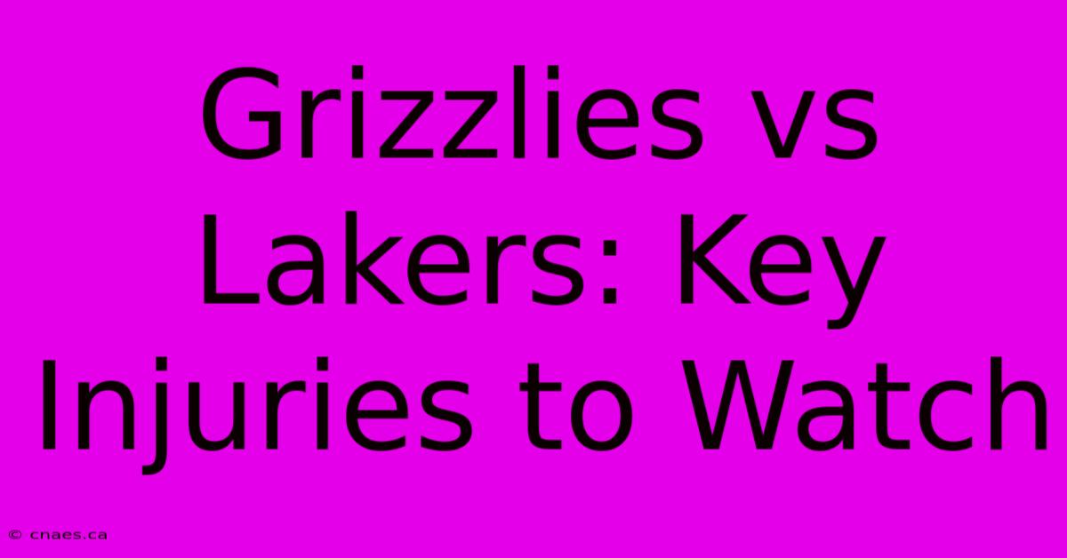 Grizzlies Vs Lakers: Key Injuries To Watch  