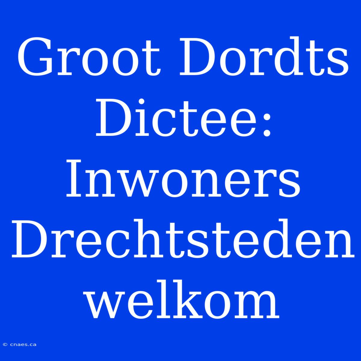 Groot Dordts Dictee:  Inwoners Drechtsteden Welkom