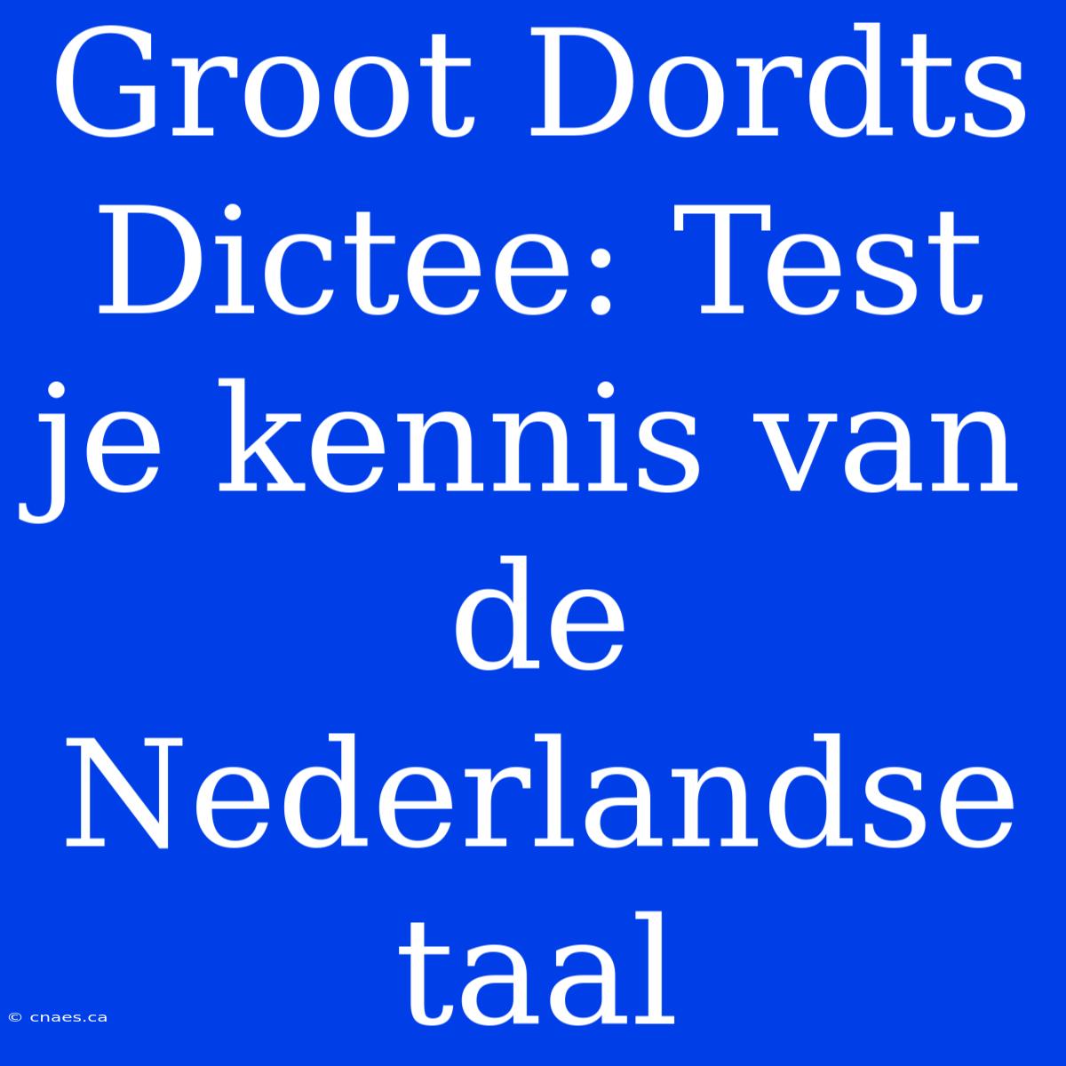 Groot Dordts Dictee: Test Je Kennis Van De Nederlandse Taal