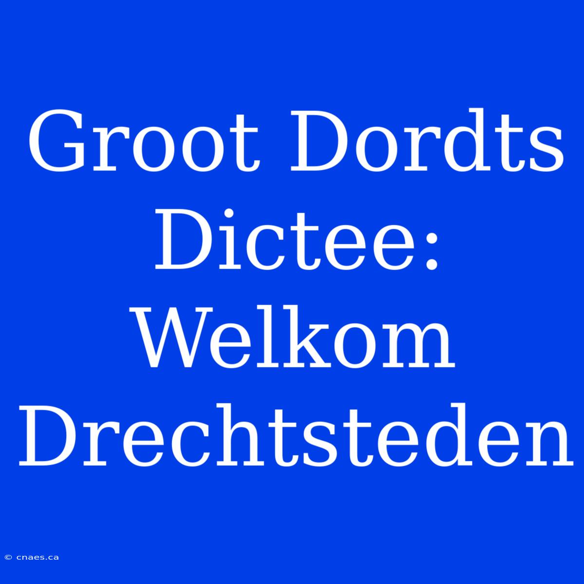 Groot Dordts Dictee: Welkom Drechtsteden