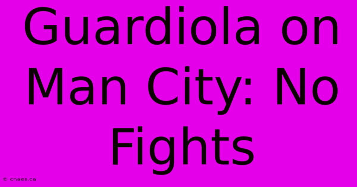 Guardiola On Man City: No Fights