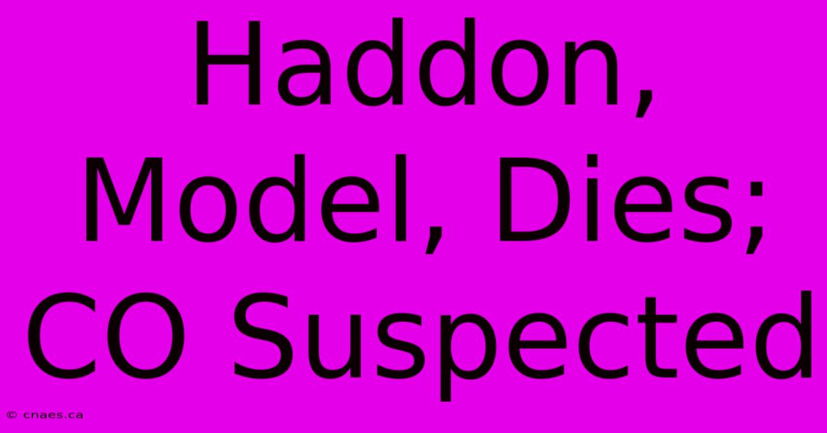 Haddon, Model, Dies; CO Suspected