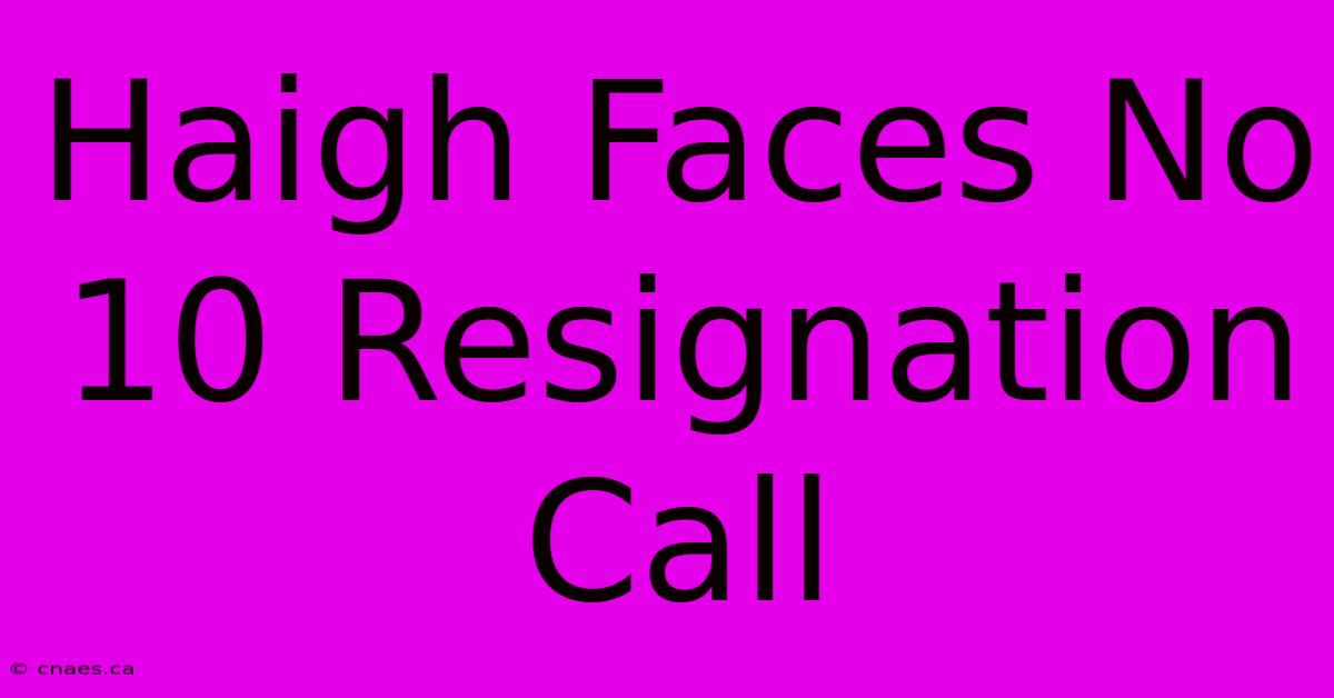 Haigh Faces No 10 Resignation Call