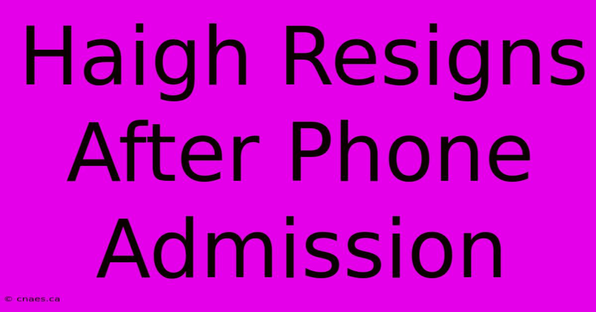 Haigh Resigns After Phone Admission