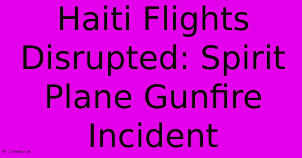 Haiti Flights Disrupted: Spirit Plane Gunfire Incident