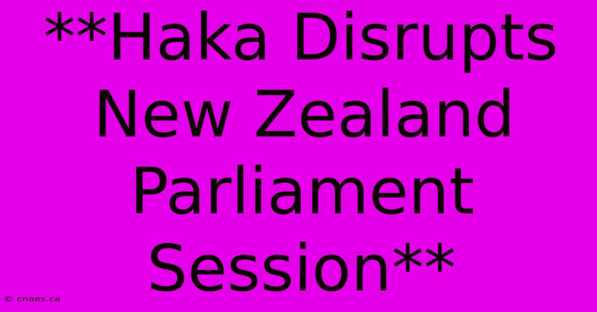 **Haka Disrupts New Zealand Parliament Session**