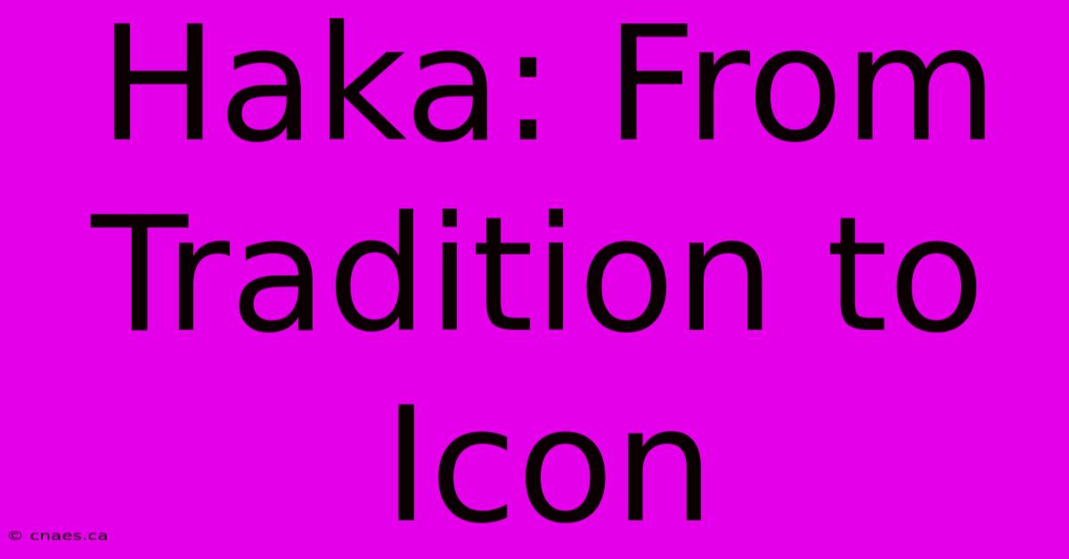 Haka: From Tradition To Icon 