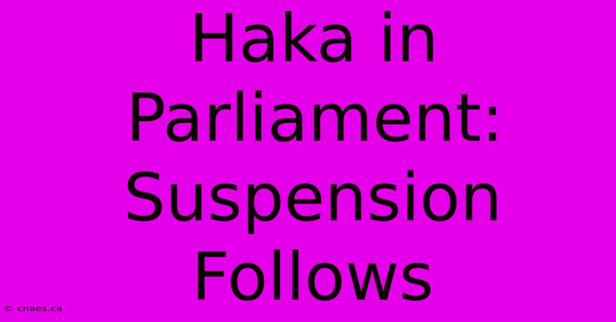 Haka In Parliament: Suspension Follows 