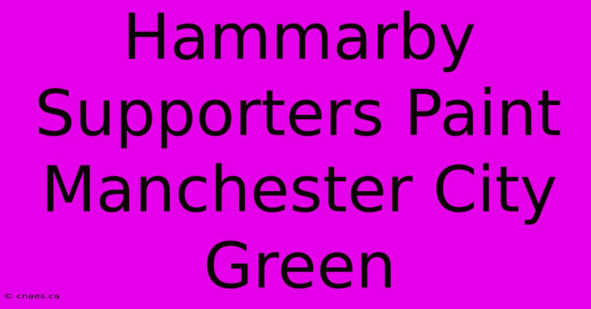 Hammarby Supporters Paint Manchester City Green 