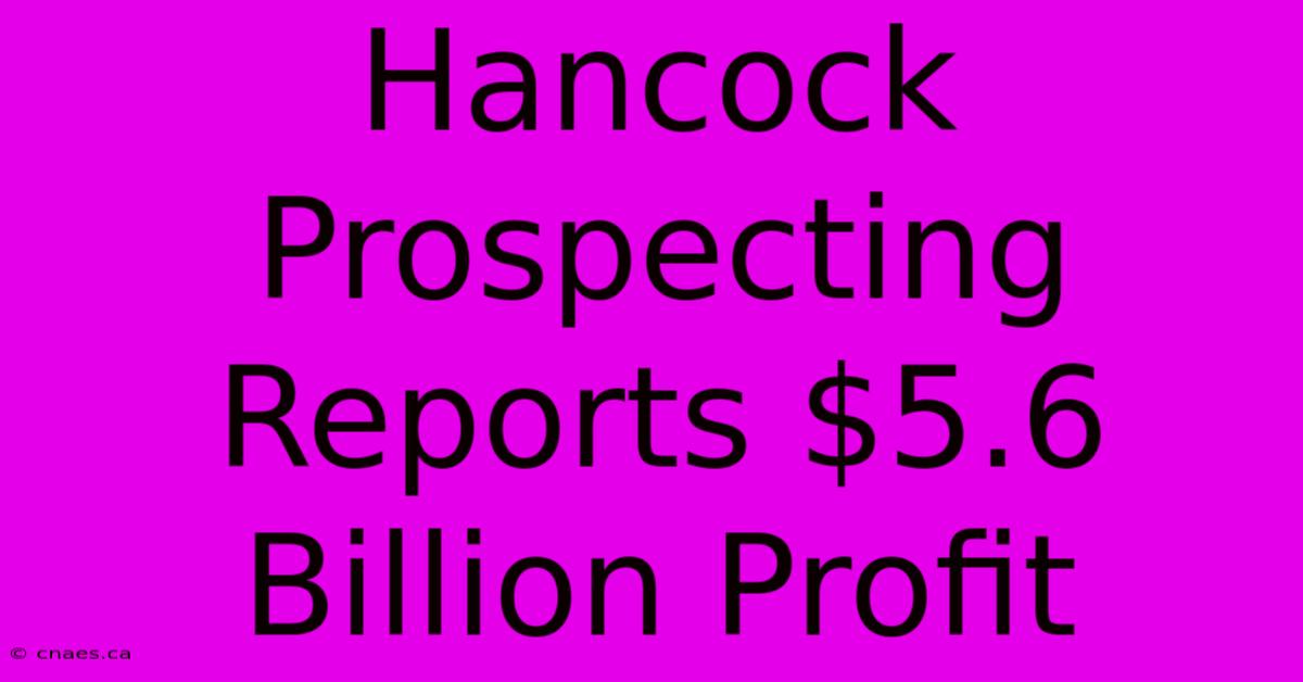 Hancock Prospecting Reports $5.6 Billion Profit