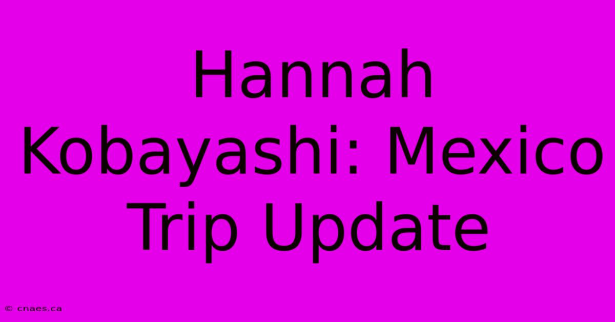 Hannah Kobayashi: Mexico Trip Update