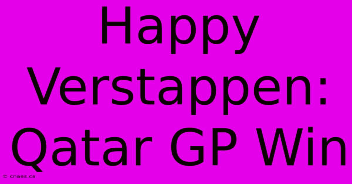 Happy Verstappen: Qatar GP Win