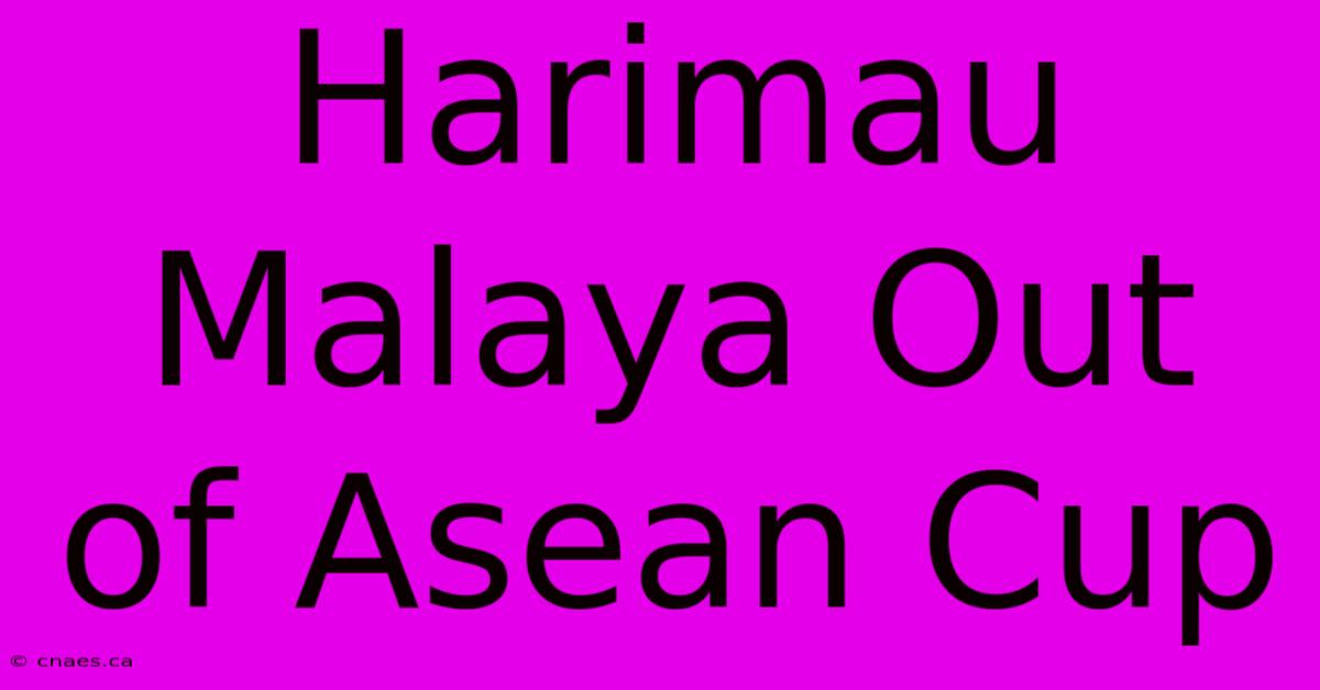 Harimau Malaya Out Of Asean Cup