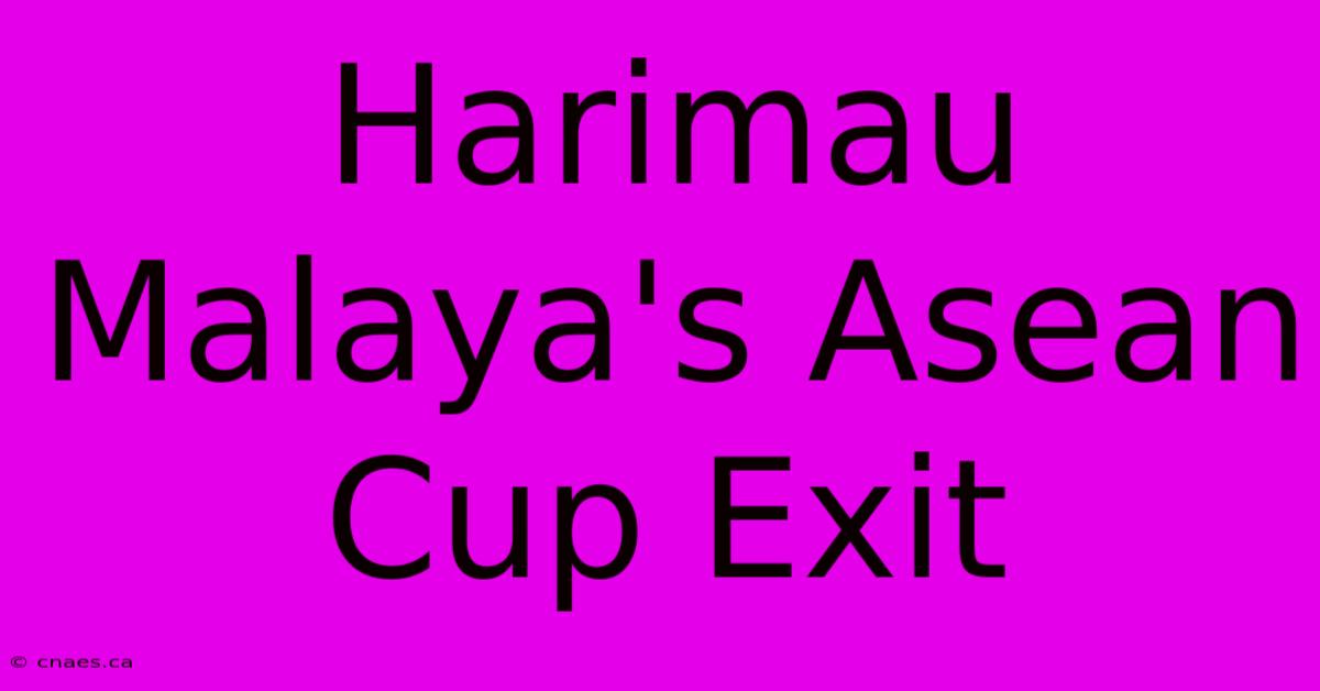 Harimau Malaya's Asean Cup Exit