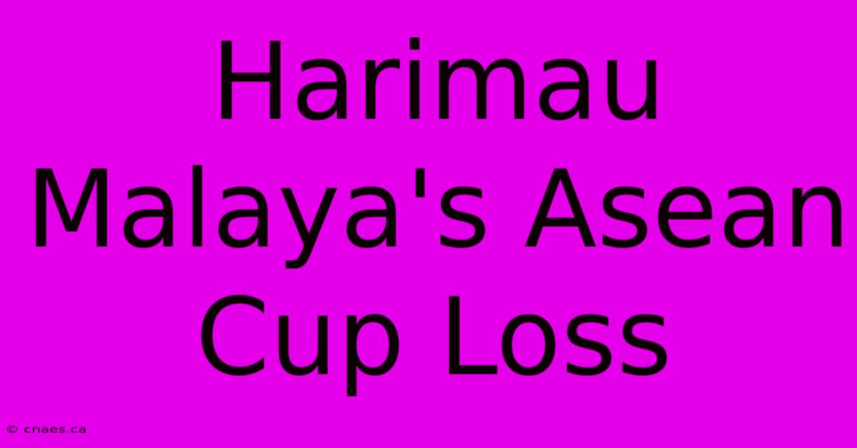 Harimau Malaya's Asean Cup Loss