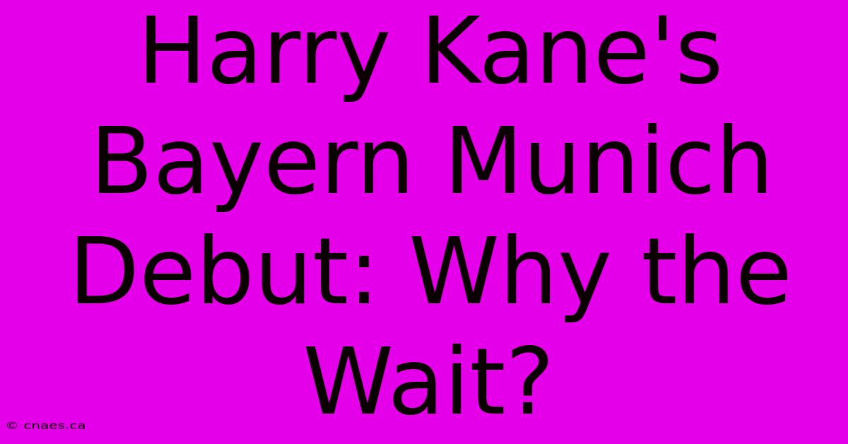 Harry Kane's Bayern Munich Debut: Why The Wait?