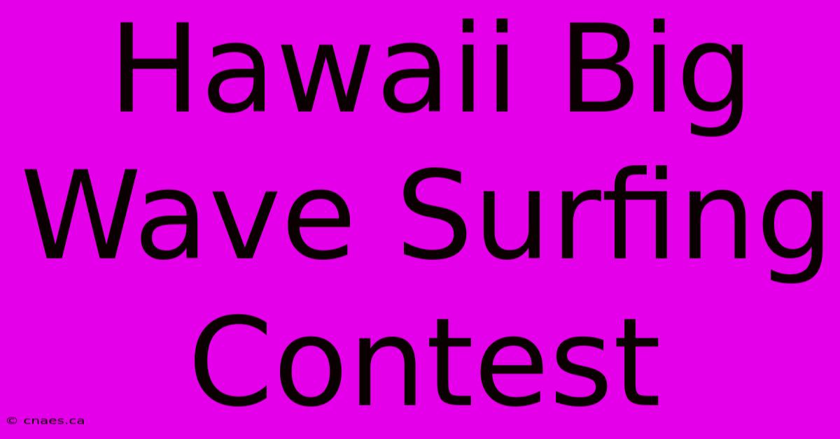 Hawaii Big Wave Surfing Contest