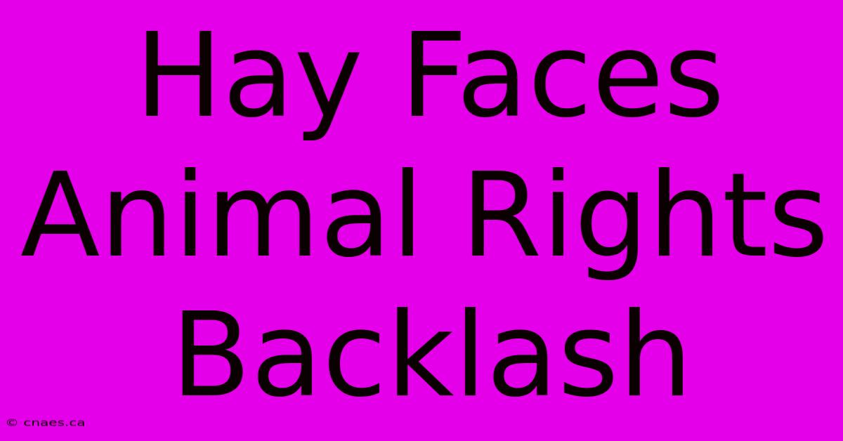 Hay Faces Animal Rights Backlash