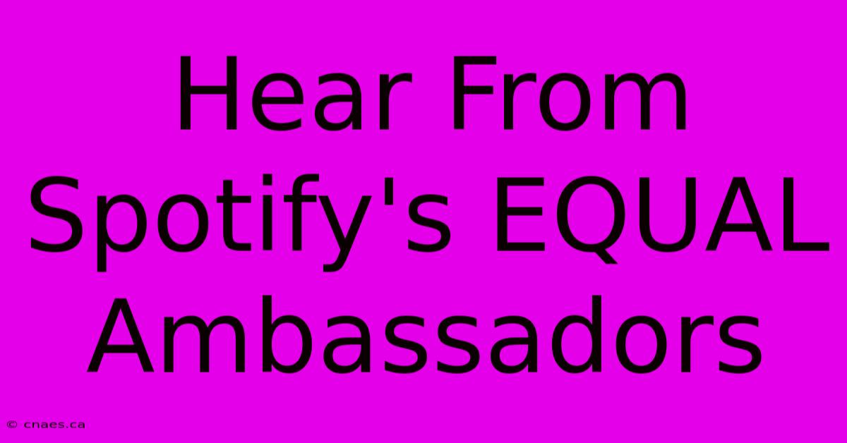 Hear From Spotify's EQUAL Ambassadors