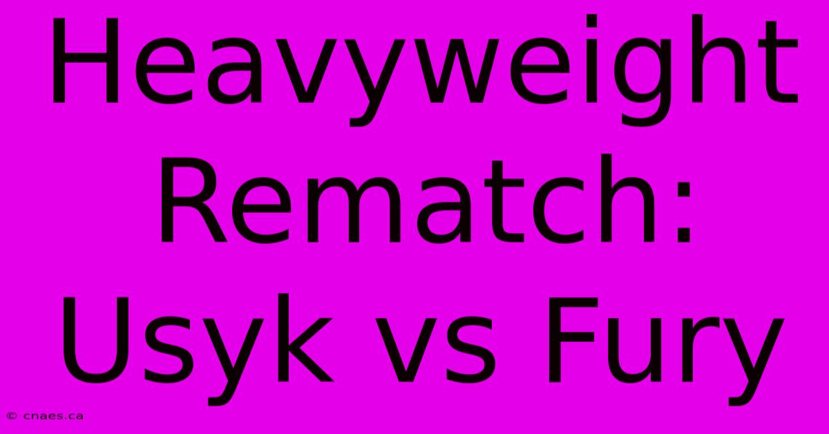 Heavyweight Rematch: Usyk Vs Fury