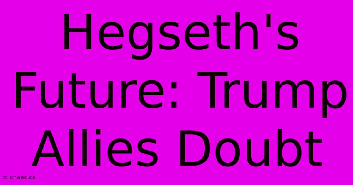 Hegseth's Future: Trump Allies Doubt